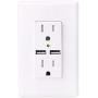 OMEENET 3.1A USB Outlet, Wall Charger with 2 USB Ports, Tamper-Resistant Duplex Receptacle, Wall Plate Included, White, Surge Protection