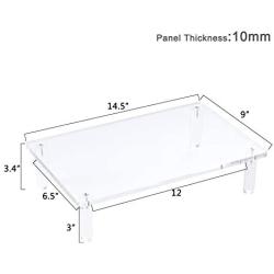 AQUIVER Acrylic Monitor Stand - 10mm Thickness Clear Platform - 14.5(L) x 9(W) x 3.4(H) Ergonomic Desktop Riser - for Laptop, Pc, Notebook, Printer, Computer, Flat Screen LCD TV