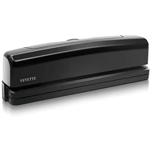 Electric 3 Hole Punch, VEYETTE Black Fast Hole Puncher 15-20 Sheets,Use AC or 6 AA Battery