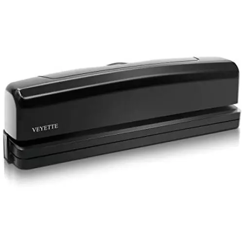 Electric 3 Hole Punch, VEYETTE Black Fast Hole Puncher 15-20 Sheets,Use AC or 6 AA Battery