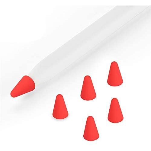 ZALU Compatible with Apple Pencil Tips Replacement for 2nd Gen, Silicone Nibs Cover Writing Protection for iPad Pencil (Red-5 pcs)