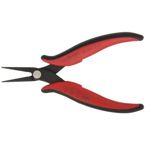 Hakko CHP PN-2007 Long-Nose Pliers, Flat Nose, Flat Outside Edge, Serrated Jaws, 32mm Jaw Length, 3mm Nose Width, 3mm Thick Steel