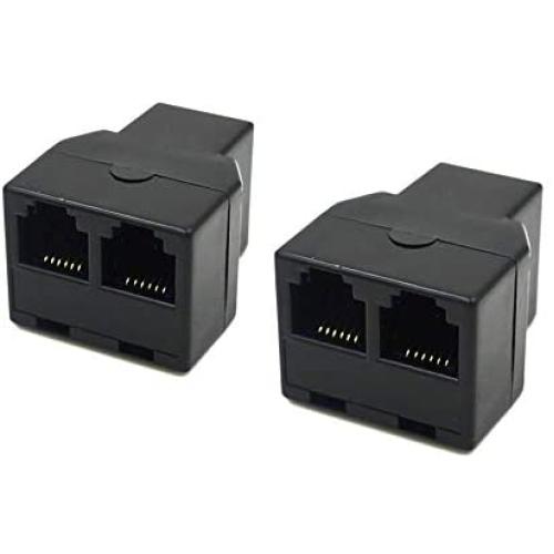SINCODA 2 Pack RJ12 6P6C 3 Female Telephone Splitter Adapter,RJ12 6P6C Female to Two 6P6C Female,for Landline,FAX