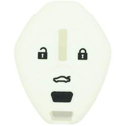 SEGADEN Silicone Cover Protector Case Holder Skin Jacket Compatible with MITSUBISHI 4 Button Remote Key Fob CV4522 White
