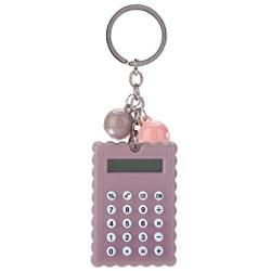 Mini Calculator, Portable Pocket Candy Color PVC 8 Digits Electronic Calculator with Silicone Buttons and Keychain Buckle for Children Students(Blue)