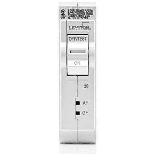 Leviton LB120-DF 20 Amp, 1-Pole Plug-on AFCI/GFCI Branch Circuit Breaker, 120 VAC,White