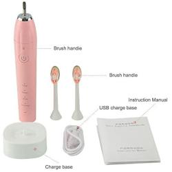 Ultrasonic Powered Toothbrushes Electric Powerful Sonic Cleaning - Ultra Sonic 40,000 VPM Motor Wireless Charging 4 Modes Smart Timer Modern Electric Toothbrush (Pink)