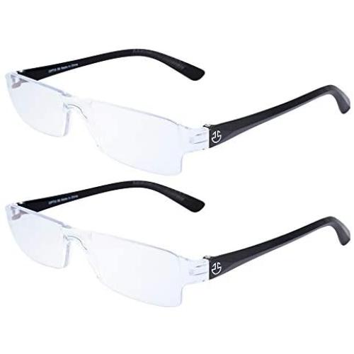 Rimless Computer Reading Glasses (2 Pack)- Blue Light Blocking Glasses, Anti Reflective & Anti-Glare Coating Lenses