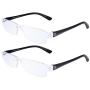 Rimless Computer Reading Glasses (2 Pack)- Blue Light Blocking Glasses, Anti Reflective & Anti-Glare Coating Lenses