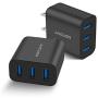 Amoner Wall Charger, Upgraded 2Pack 15W 3-Port USB Plug Cube Portable Wall Charger Plug for iPhone 12/mini/Pro/Max/11/Pro/Xs/XR/X/8/7/Plus, iPad Pro/Air 2/Mini 2, Galaxy10/9, Note10/9, and More