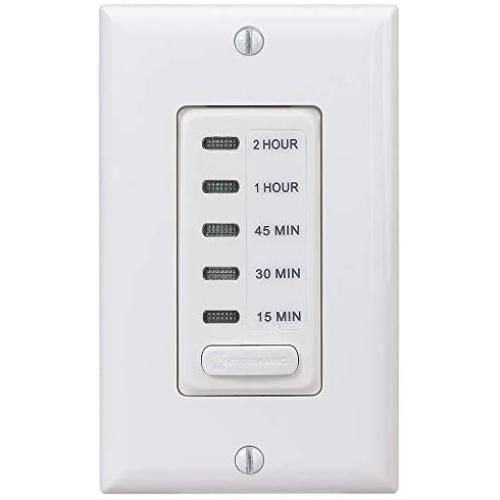 Intermatic EI235W 15/30/45/60/120 Minute SPST 1800-Watt Electronic in-Wall Countdown Timer, White