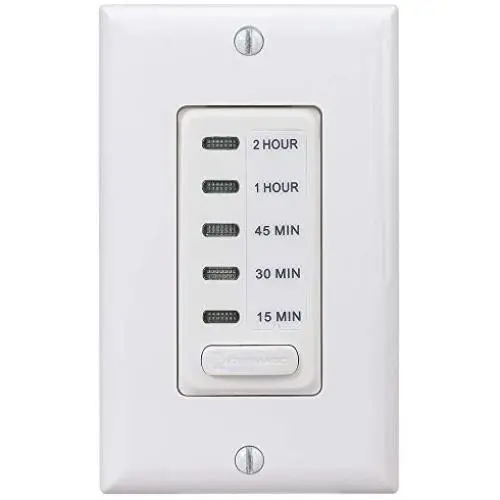 Intermatic EI235W 15/30/45/60/120 Minute SPST 1800-Watt Electronic in-Wall Countdown Timer, White