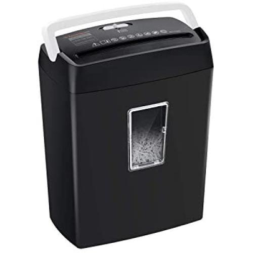 Bonsaii 6-Sheet Cross-Cut Paper Shredder, Shredders for Small Office & Home Use,4-Minute Continuous Running Time, 3.4 Gallons Wastebasket, Grey(C204-C)