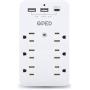 USB Wall Outlet, Surge Protector with 6 Outlet Extender 6 USB (USB-C 3.1 A 2 USB-A), Multi Plug Outlet Extender, USB Wall Charger, Wall Plug Adapter with Phone Holder for Office Home