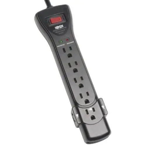 Tripp Lite SUPER7B 7 Outlet Surge Protector Power Strip, 7ft Cord, Right Angle Plug, 2160 Joules, Black, & Dollar 75,000 Insurance