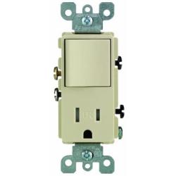 Leviton T5625-I Tamper-Resistant Rocker NEMA Combination Decora Switch and Receptacle,  Ivory
