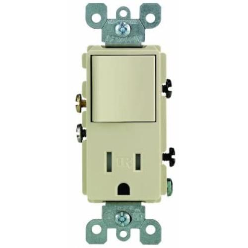 Leviton T5625-I Tamper-Resistant Rocker NEMA Combination Decora Switch and Receptacle,  Ivory