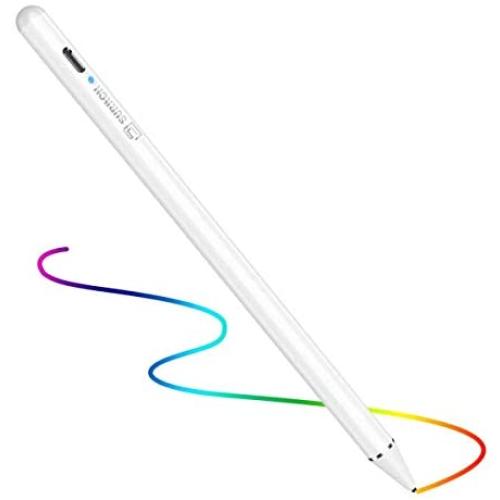 SURITCH Active Stylus Pen Rechargeable 1.5mm Fine Point Digital Electronic Smart Pen with Artists Glove Compatible with iPad iPhone Samsung Kindle Android Tablet and Other Touch Screen Devices-White