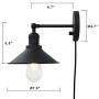 Phansthy Matte Black Bathroom Vanity Light Plug in Sconce Wall Sconces with dimmable Switch and 7.9 Inches Metal Light Shade 2 Packed