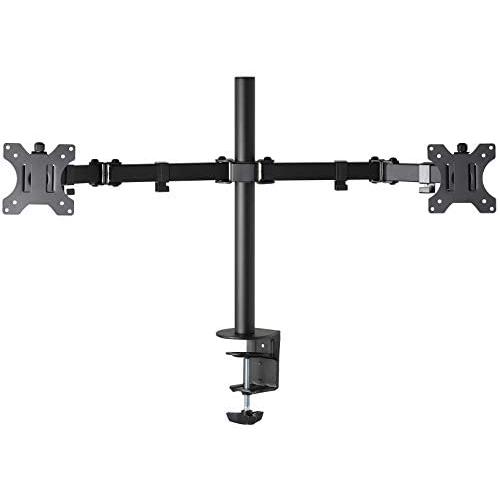Gladiator Joe Heavy Duty Dual/Two Desktop Monitor Mount/arm VESA Compatible | Fully Adjustable articulating arm | Supports Heavy Monitors | 13 to 32 inch | 17.6 lb Each arm | Black Steel