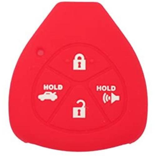 SEGADEN Silicone Cover Protector Case Holder Skin Jacket Compatible with TOYOTA 4 Button Remote Key Fob CV2416 Red