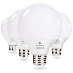Hansang G25 LED Globe Light Bulbs,60W Equivalent 5000K Daylight White Eye-friendly Decorative Vanity Round Light Bulbs E26 Base,Perfect For Vanity Makeup Mirror,droplight,Floor lamp,Non-Dimmable 4Pack