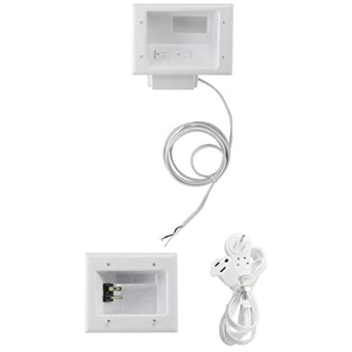 DataComm Electronics 50-6623-WH-KIT Flat Panel TV Cable Organizer Kit with Power Solution