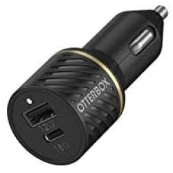 OtterBox Dual Port Fast Car Charger 30W - USB-C 18W PD + USB-A 12W - Black
