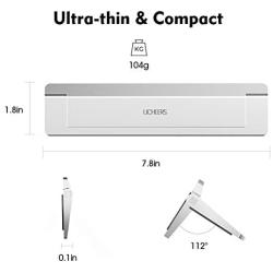 Invisible Laptop Stand, licheers Foldable Aluminum Notebook Stand for Desk, Laptop Holder Riser Compatible with Laptops, Tablets, Keyboards and More (Silver)