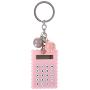 Serounder Mini Calculator, Portable Pocket Candy Color PVC 8 Digits Electronic Calculator with Silicone Buttons and Keychain Buckle for Children Students(Pink)