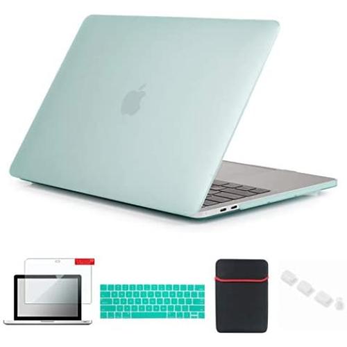 Se7enline 2016/2017/2018/2019 MacBook Pro Case Hard Case Cover Compatible with MacBook Pro 13 inch with Touch Bar A1706/A1989/A2159 with Sleeve,Keyboard Cover, Screen Protector,Dust Plug, Aqua Green
