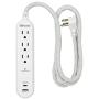 Woods 41026, 250 Joules Protection 3-Outlet 250J Surge Protector with 4 Braided Fabric Cord, 3.9A USB-A & USB-C Charger, White, (1) USB-A & (1) USB-C