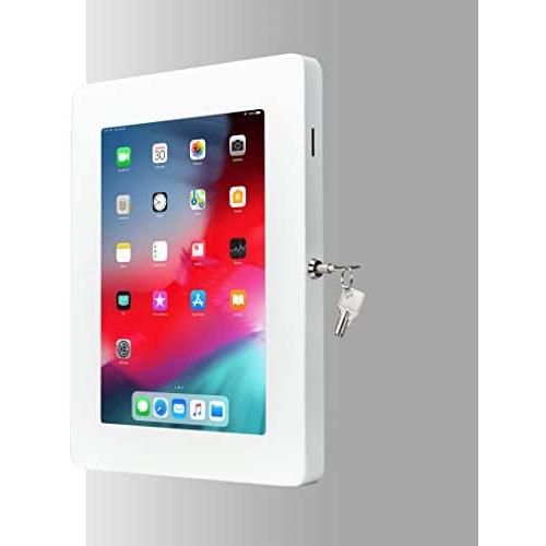 CTA Digital Tablet Mount, PAD-PARAWW Premium Locking On-Wall Flush Mount for iPad 10.2-Inch (7th Gen.), iPad Air 3 (2019), iPad Gen. 6 (2018), Galaxy Tab S3 9.7”, and More, White