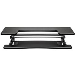 Halter Stand Up Desk Converter for Laptop, Dual Monitor and Laptop Riser Adjustable Standing Desk w/Cable Management & Keyboard Tray (Black)