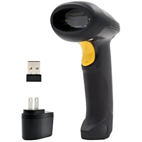 TEEMI Wireless Barcode Scanner with Optional Stand Handheld Automatic 1D Laser Rechargeable Bar Code Reader for Windows PC Mac OS Linux Plug and Play (No Stand)