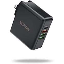 BESTTEN 61W USB Wall Charger Adapter with Type-C Power Delivery (PD 3.0) & Type A Quick Charging (QC 2.0/3.0) Ports