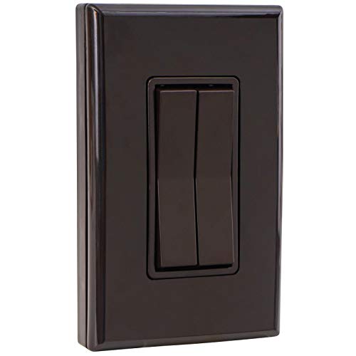 RunLessWire Click for Philips Hue Wireless Dimmer Light Switch, Smart Switch with Battery-Free Installation (Switch, Brown)