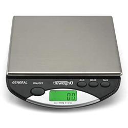 Truweigh General Compact Bench Scale - (3000g X 0.1g - Black) - Digital Kitchen Scale - Shipping Scale - Large Kitchen Scale - Digital Postal Scale - Large Food Scale - Professional Digital Scale