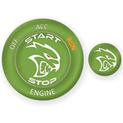 ToolEpic for Dodge Challenger Charger Hellcat Decal Accessories 2015-2021 - Engine Start Stop Button Knob Trim Sticker Emblem - Push to Start Button Sublime Green Badge Cover - Perfect for Decals