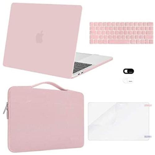 MOSISO Compatible with MacBook Pro 13 inch Case 2016-2020 Release A2338 M1 A2289 A2251 A2159 A1989 A1706 A1708, Plastic Hard Shell Case&Bag&Keyboard Skin&Webcam Cover&Screen Protector, Rose Quartz