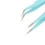 ZeroZ 2 Pcs Stainless Steel Tweezers for Eyelash Extensions Precision Electronics Nail Sticker Rhinestone Jewelry Anti-Static Non-Magnetic (Light Blue)
