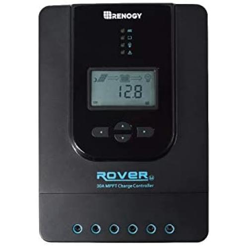 Renogy Rover 30 Amp 12V/24V DC Input MPPT Solar Charge Controller Auto Parameter Adjustable LCD Display Solar Panel Regulator fit for Gel Sealed Flooded and Lithium Battery