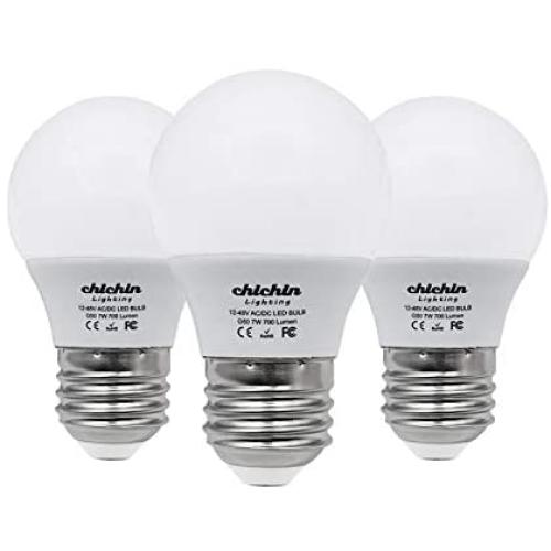 ChiChinLighting 12 Volt 7 Watt LED Light Bulb (3 Bulbs Per Pack) - E26/E27 Light Bulb 12v Low Voltage - Warm White 3000k 7w Light Bulb - Off Grid Solar System, RV, Marine LED Lights