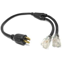 WEN PC3104-2 3 ft. 10-Gauge SJTW Generator Extension Cord Splitter (converts L14-30R to two 5-20R outlets)