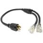WEN PC3104-2 3 ft. 10-Gauge SJTW Generator Extension Cord Splitter (converts L14-30R to two 5-20R outlets)