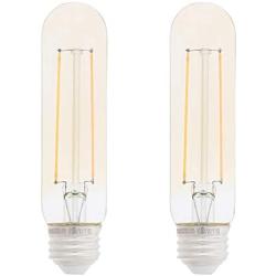 Amazon Basics 40 Watt Equivalent, Clear, Amber, Dimmable, T10 LED Light Bulb | 2-Pack