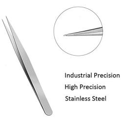 High Precision Tweezers,4.7'' Fine-Tip Tweezers,Non-Serrated Anti-Static Stainless Steel Tweezers for Craft,Jewelry,Electronics,Cell Phone Repair,Laboratory Work(3 Pcs,Silver)