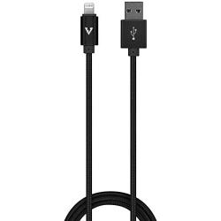vCharged Black 2 FT Short MFi Certified Lightning Cable Nylon Braided USB Charger Compatible with Latest iPhone, iPad & AirPods