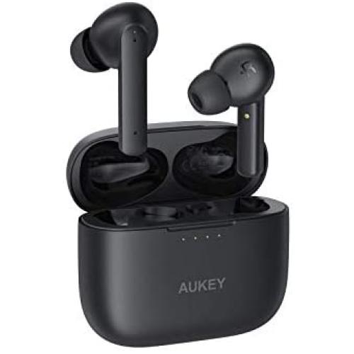 AUKEY True Wireless Earbuds Active Noise Cancelling Bluetooth 5, with 4 Built-in Mics for Clear Calls, USB-C Quick Charge, 35-Hour Playtime, IPX5 Waterproof