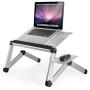 WorkEZ Cool Adjustable Laptop Cooling Stand & Lap Desk Tray for Bed Couch with 2 Fans 3 USB Ports Mouse Pad. Ergonomic aluminum height tilt angle macbook riser portable standing desk converter,Silver